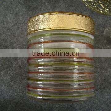 Colorful airtight glass jar and lid with wire hanger for glass