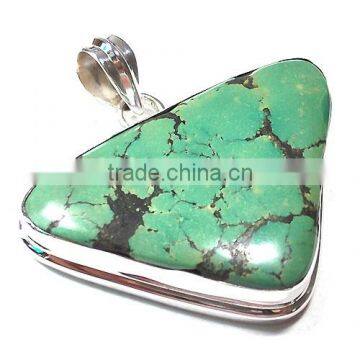 925 silver jewelry gemstone pendant turquoise jewelry big stone pendant design