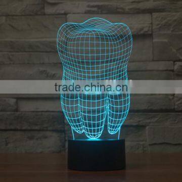 3D Optical Night Light Tooth 7 RGB Light Colors 10 LEDs AA Battery or DC 5V Mixed Lot photo-4