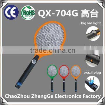 QX704G-1 Hot Rechargeable Electric Mosquito Swatter Fly Swatter With Brazil Market Plug