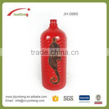 home & garden red wine bottle ocean wholesale ceramic chinese jade vase