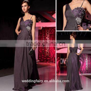 Top Sale new coming one shoulder long chiffon design evening dresses