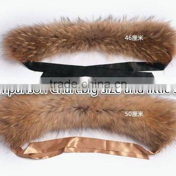 Luxury Detachable Raccoon Fur Collar for Leather Jacket