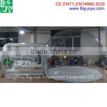 Outdoor camping inflatable clear tent bubble tent with tunnel