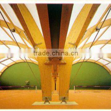 Wood frame supported Textile architecture for tennis court and PVC tensile fabric memnbrane structure canopy