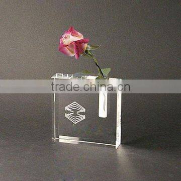 Hot selling engraving square crystal vase for customized souvenir gift