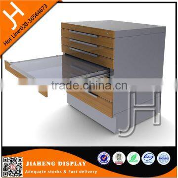 Museum wooden locking display case design with drawer