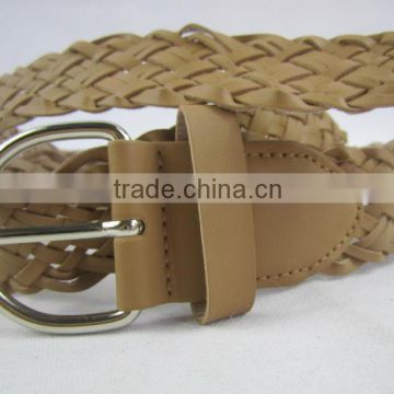 Fashion PU leather knitted belt, knitted belts with alloy buckle