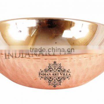 IndianArtVilla Handmade Steel Copper Serving Karahi Kadai Wok Bowl 500 ML - Vegetable Serving Indian Food Restaurant Home Hotel