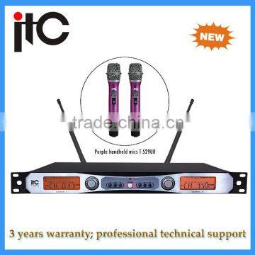 New Arrival Dual-channel FM Colorful UHF Wireless Microphone with LCD