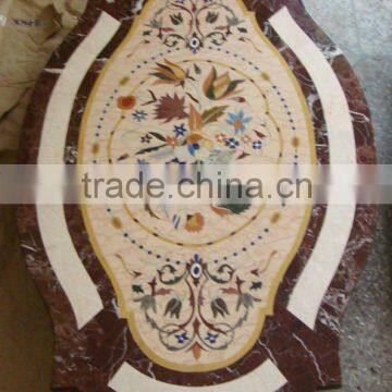 Inlay Marble Oval Table