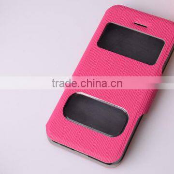 Double Sided Leather Case with Window for iphone 5 Case non Transparent