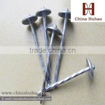 BWG 8-13 low carbon umbrella head polishing galvanized roofing nail with washer