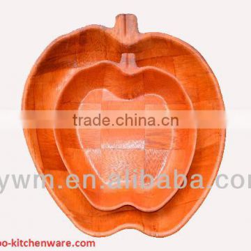 Apple shaped wooden bowl-- jane