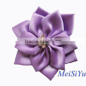 Handmade satin ribbon rose flower DIY craft wedding dress flower appliques/sequin appliques/satin flower