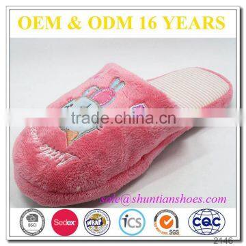 cute soft pink fur children slippers