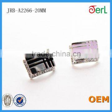 20mm Metal Sew on Button in White With Clear Crystals photo-5