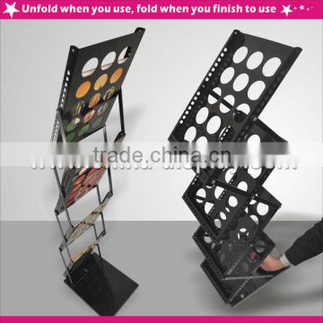 Folding metal literature paper holder stand for A4 size adjustable height