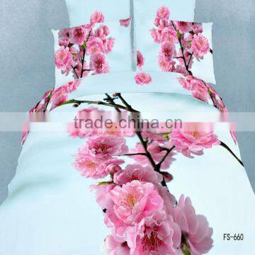 3D huge plain red plum design reactive printed bedding set