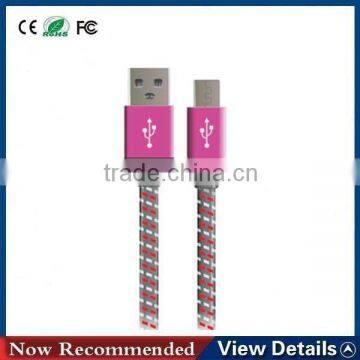 Durable Colored Micro Usb Charger Cable With Nylon Braided For Mobile Phone