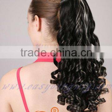 Wholesale claw clip synthetic curly hair pieces, pony tail