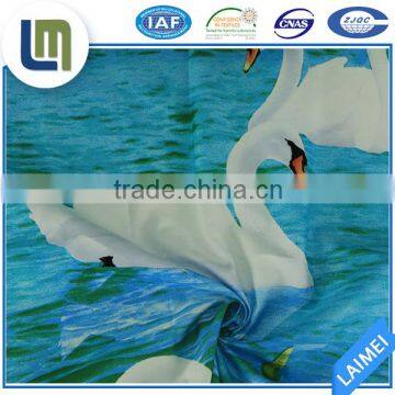 High quality bedding hometextile swan design blue twill fabric