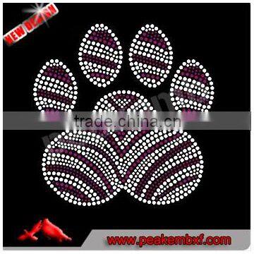 Bling Stones Zebra Paw Print Rhinestone Iron on Crytal Motif Transfers for Shirt