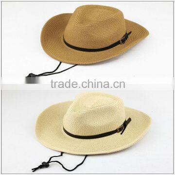 >>>>Men Summer Outdoor Beach Fishing Sun Cap Straw Collapsible Wide Brim Cowboy Hat photo-4