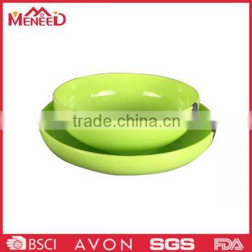 New product fashionable 2pcs tableware melamine plate and bowl