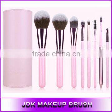 8 piece Synthetic hair Handmade makeup brushes set Pink Cylinder makeup brush case