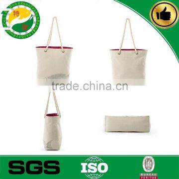 Alibaba China manufacturer provide high quality canvas tote bag rope handle beach bag