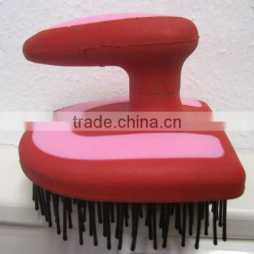 plastic back horse and pet brush