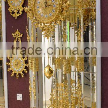 Home Luxury Decoration Antique 24K Gold Plated Floor Clock,Grandfather Clock, Elegant Brass Mounted Floor Clock photo-2