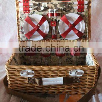 Cheap Wicker Pinic Basket Square Wicker Picnic Hamper for 6 People