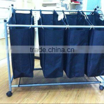 4 Compartments Chrome Laundry Sorter With Wheel photo-3