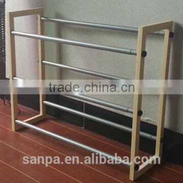 Cheap 3 Layers Wooden and Wire Steel Tube Shoes Rack Stand