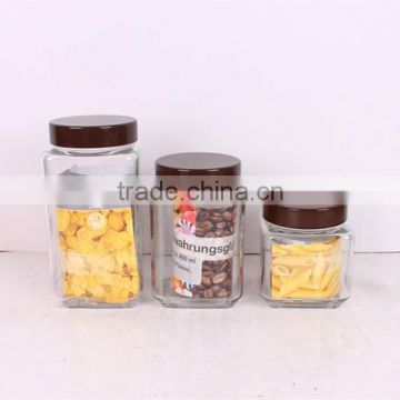 hot-sell square glass jar with metal cover