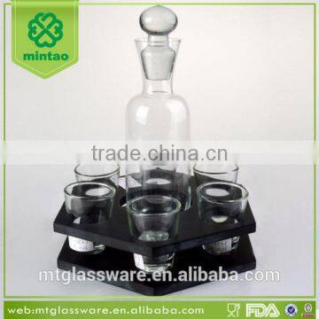 Bar Use Liquor Glass Set Include the Wine Decanter and Shot Glass With Wooden Tray
