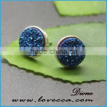 S925 String Silver Gold Plated Agate Druzy Earrings ,pave Druzy Earring photo-5