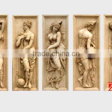 Nude woman statue wall relief