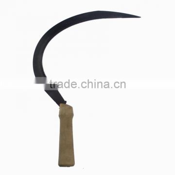 General Purpose Tempered Steel Serrated Blade Long Handle Grass Sickle