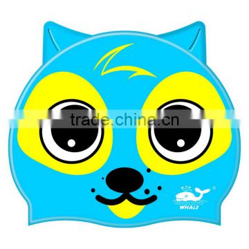 Kids Catoon swim cap with 100%silicone, Animal swim cap