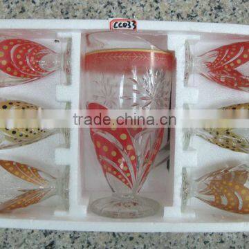 JK033 7pcs Glass Drinking Set with deco