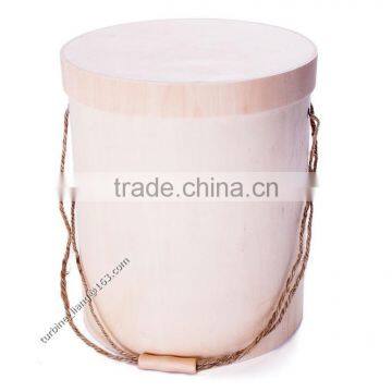 best price unfinished wood crafts cylidrical veneer box with handle