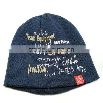 Cheap Custom Mens Knitted Winter pritted knitted keep warm Caps