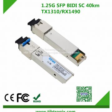 Fibre Ottiche SFP Gigabit Modules 1.25G 40Km SC BiDi SFP Transceiver​ Single SC 1310nm Tx/1490nm Rx DFB Single-mode, DDM