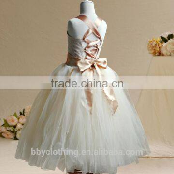 Girls Flower Dress Princess Party Pageant Formal Dress Crossed Back Sleeveless Lace Tulle Dress 4-9Y photo-4