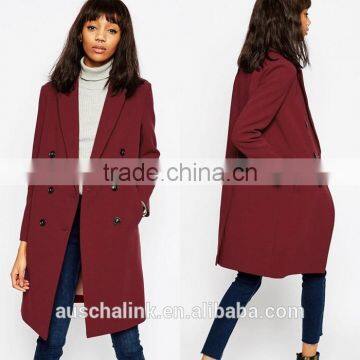 Latest Design Ladies Double Breasted Long Coat Wholesale photo-5