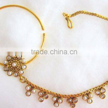 Big HOOP NATH Press NOSE RING GOLD PLATED photo-3