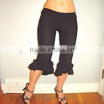 wholesale boutique ruffles pants spandex polyester woman pants